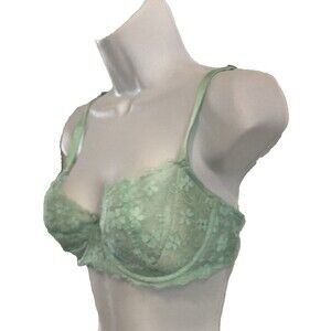 Victoria's Secret Dream Angels Push-Up Bra 36D Without Padding Mint Green Lace